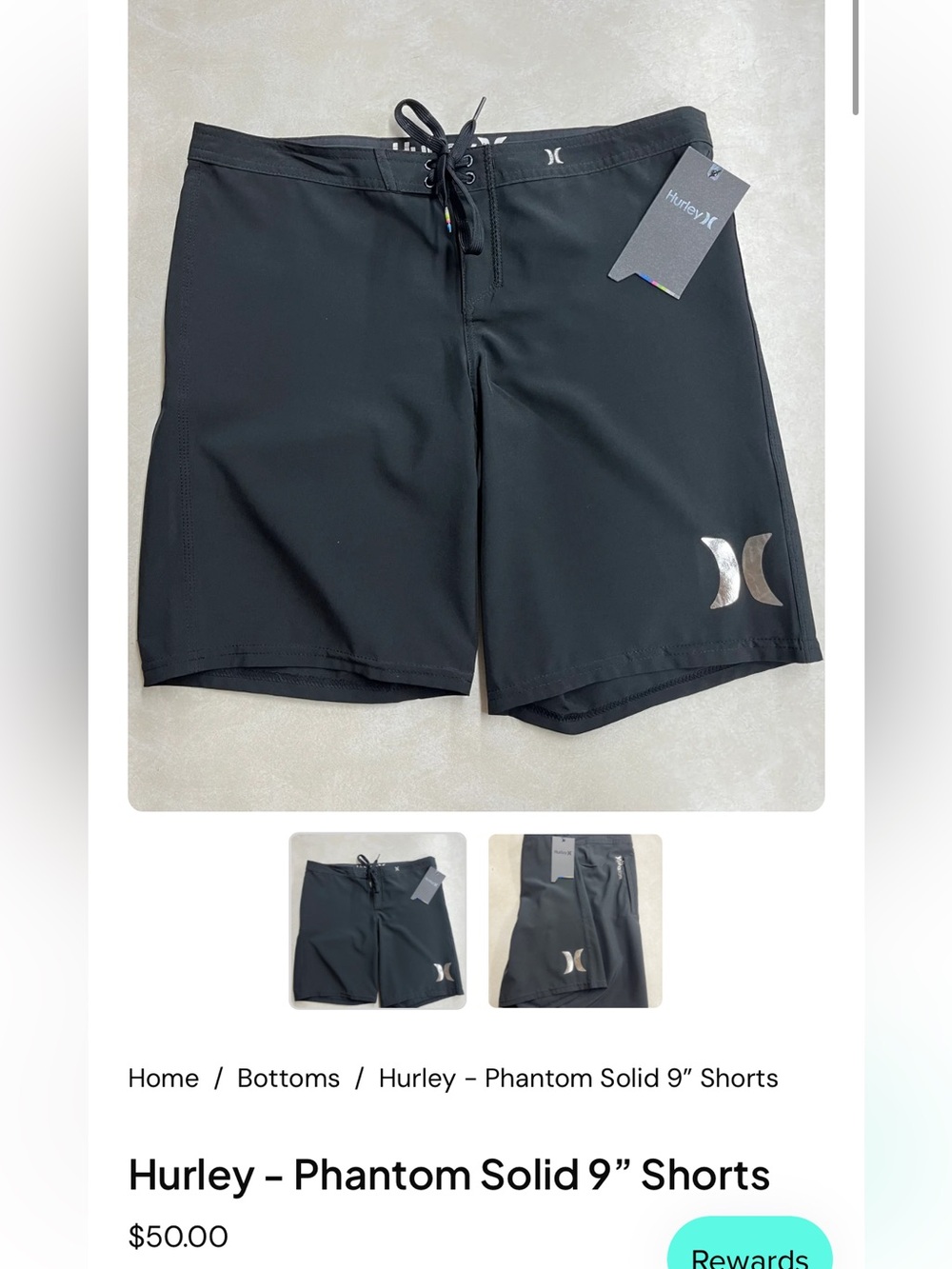 Hurley Black Phantom Solid Athletic Shorts